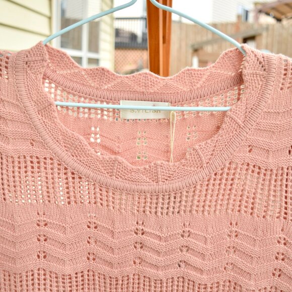 Women Pink Long Sweater - a. YiLian Sz S 阿依莲 - Picture 2 of 6